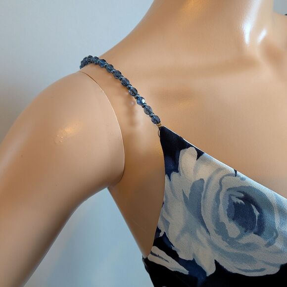 Vintage 90s Y2K Jessica McClintock Floral Gown Bejeweled Straps Maxi Dress 8 - Picture 8 of 11